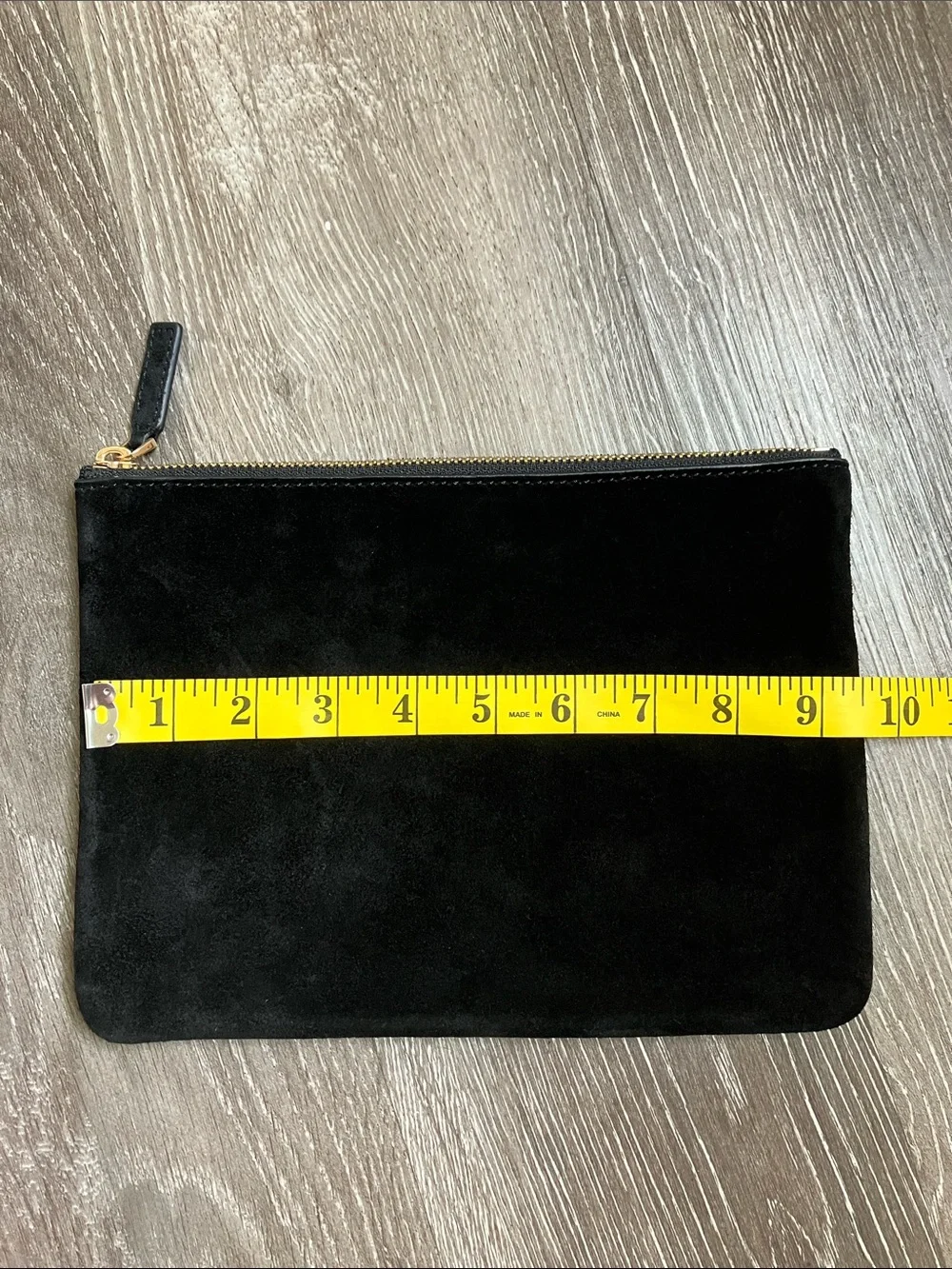 J.Crew Berkeley zipper pouch in leather and suede